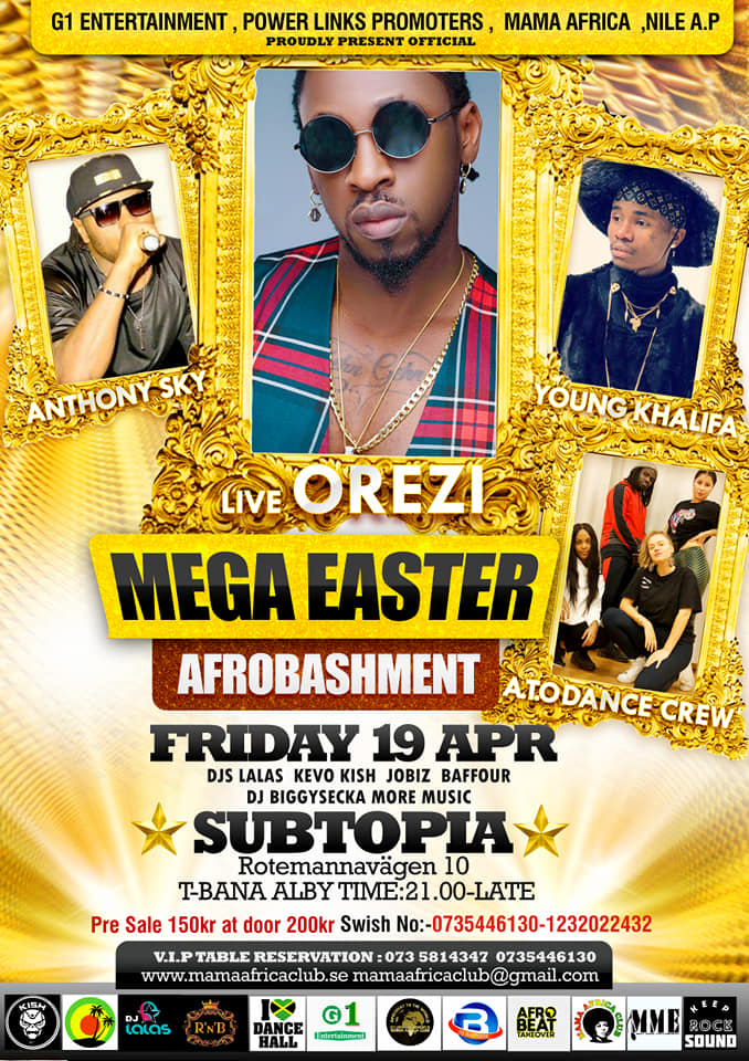 Klubb/Konsert: Easter Afrobeats Bashment - Orezi live @Subtopia